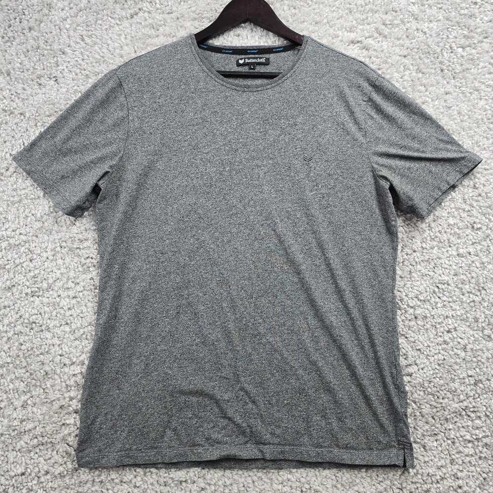 Buttercloth Mens Short Sleeve Cotton T Shirt Gray Size L Casual Active Basic